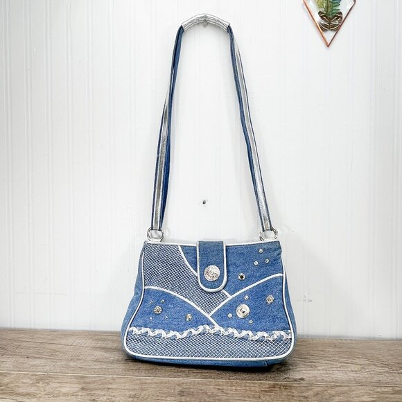 Vintage Y2K Jean Purse by Warren Reed, 2000's Era Blue Jean Handbag - Picture 3 of 9